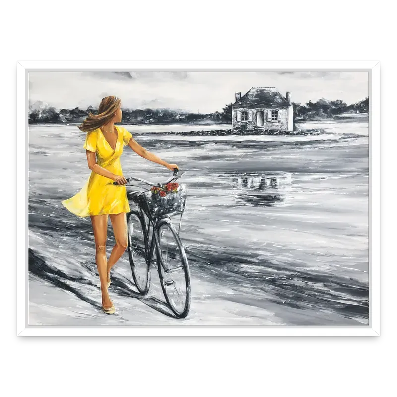 En vélo à Saint-Cado 60x80 avec cadre blanc En vélo à Saint Cado 60x80 avec cadre blanc